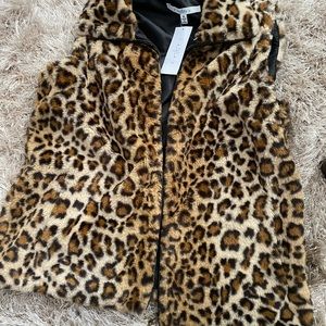 Faux leopard print vest
